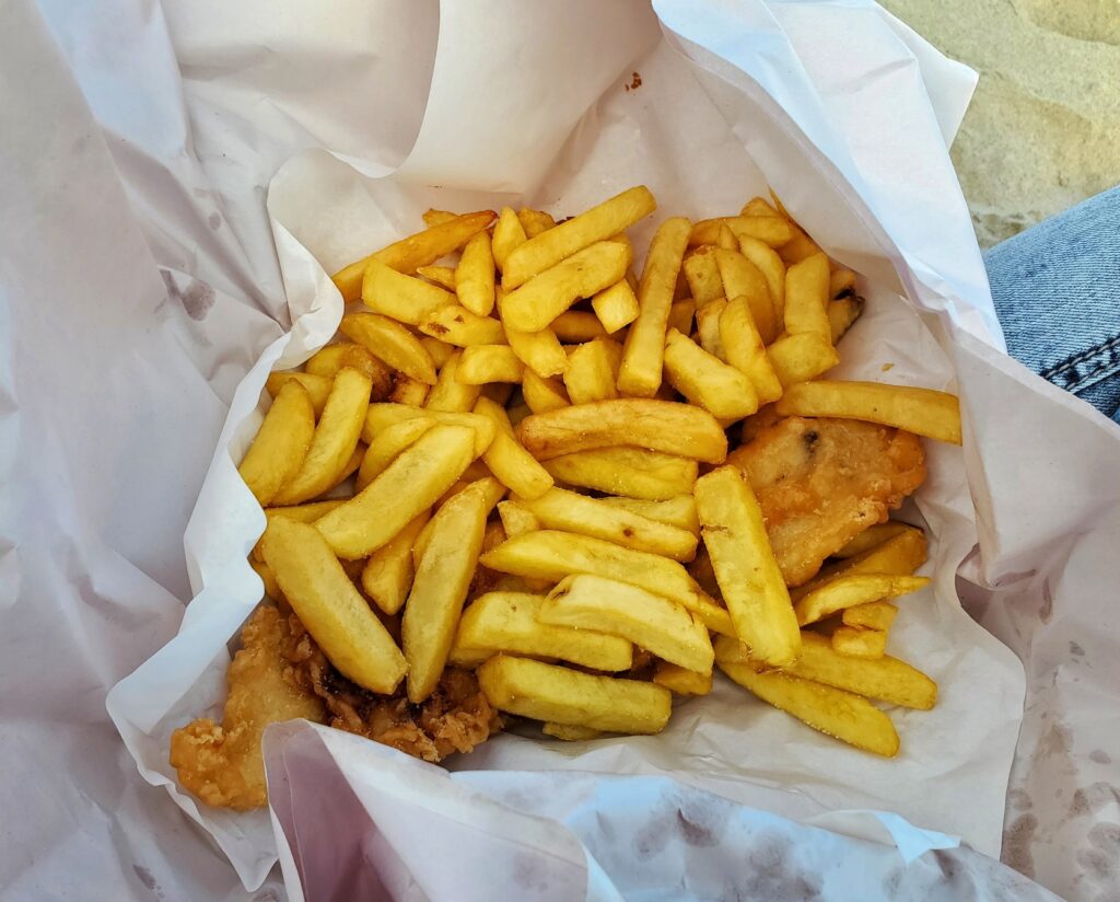 Fish and chips from San Remo Fishermans Co-Op